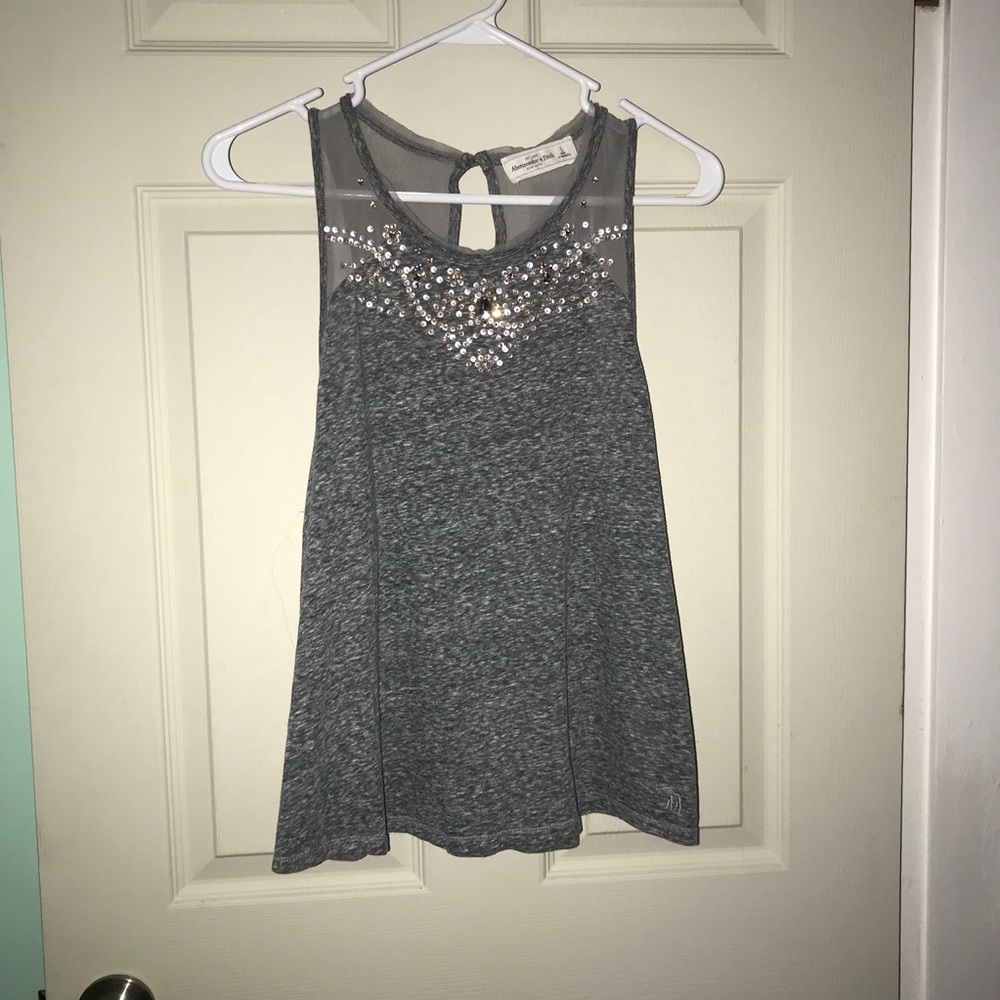 Abercrombie and Fitch Bedazzled Gray Tank Top